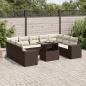 Preview: ARDEBO.de - 10-tlg. Garten-Sofagarnitur mit Kissen Braun Poly Rattan