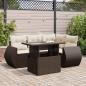 Preview: ARDEBO.de - 5-tlg. Garten-Sofagarnitur mit Kissen Braun Poly Rattan