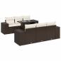 Preview: 7-tlg. Garten-Sofagarnitur mit Kissen Braun Poly Rattan
