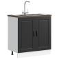 Preview: ARDEBO.de - Spülenunterschrank Porto Schwarz 80x46x81,5 cm Holzwerkstoff