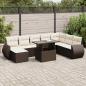 Preview: ARDEBO.de - 9-tlg. Garten-Sofagarnitur mit Kissen Braun Poly Rattan