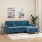 Preview: ARDEBO.de - 3-Sitzer-Sofa mit Hocker Blau 180 cm Samt