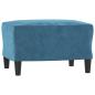 Preview: 3-Sitzer-Sofa mit Hocker Blau 180 cm Samt