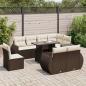 Preview: ARDEBO.de - 9-tlg. Garten-Sofagarnitur mit Kissen Braun Poly Rattan