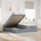 Preview: ARDEBO.de - Ottoman-Bett mit Matratzen Hellgrau 180x200 cm Stoff