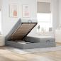 Preview: ARDEBO.de - Ottoman-Bett mit Matratzen Hellgrau 160x200 cm Stoff