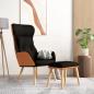 Preview: ARDEBO.de - Relaxsessel mit Hocker Schwarz Kunstleder & Stoff
