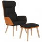 Preview: Relaxsessel mit Hocker Schwarz Kunstleder & Stoff