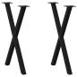 Preview: ARDEBO.de - Esstischbeine X-Form 2 Stk. Schwarz 60x(72-73) cm Stahl