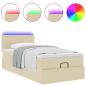 Preview: Ottomane Bett mit Matratze & LEDs Creme 90x200 cm Stoff