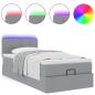 Preview: Ottoman-Bett mit Matratze Hellgrau 80x200 cm Stoff