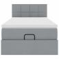 Preview: Ottoman-Bett mit Matratze Hellgrau 80x200 cm Stoff