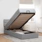 Preview: ARDEBO.de - Ottoman-Bett mit Matratze Hellgrau 90x190 cm Stoff