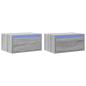 Preview: Wand-Nachttische mit LED-Leuchten 2 Stk. Grau Sonoma
