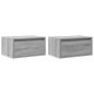 Preview: Wand-Nachttische mit LED-Leuchten 2 Stk. Grau Sonoma