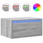 Preview: Wand-Nachttische mit LED-Leuchten 2 Stk. Grau Sonoma