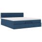 Preview: Ottoman-Bett mit Matratze Blau 160x200 cm Stoff