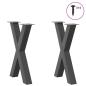 Preview: ARDEBO.de - Esstischbeine X-Form 2 Stk. Anthrazit 50x(72-73) cm Stahl