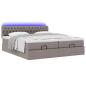 Preview: Ottoman-Bett mit Matratzen & LEDs Taupe 180x200 cm Stoff