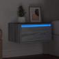 Preview: Wand-Nachttisch mit LED-Leuchten Grau Sonoma