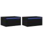 Preview: Wand-Nachttische mit LED-Leuchten 2 Stk. Schwarz Eichen-Optik