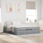 Preview: Ottoman-Bett mit Matratze Hellgrau 180x200 cm Stoff