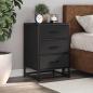 Preview: ARDEBO.de - Nachttisch Schwarz 40x34,5x60 cm Holzwerkstoff und Metall