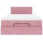 Preview: Ottoman-Bett mit Matratze Rosa 120x190 cm Samt