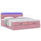 Preview: Ottoman-Bett mit Matratzen & LEDs Rosa 200x200 cm Samt