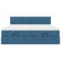 Preview: Ottoman-Bett mit Matratzen Dunkelblau 200x200 cm Samt