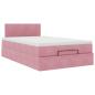 Preview: Ottoman-Bett mit Matratze Rosa 120x190 cm Samt