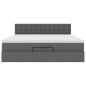 Preview: Ottoman-Bett mit Matratze Dunkelgrau 160x200 cm Stoff