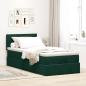 Preview: Ottoman-Bett mit Matratze & LEDs Dunkelgrün 100x200 cm Samt