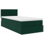 Preview: Ottoman-Bett mit Matratze & LEDs Dunkelgrün 100x200 cm Samt