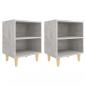 Preview: Nachttische mit Massivholz-Beinen 2 Stk. Betongrau 40x30x50 cm