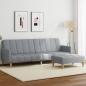 Preview: ARDEBO.de - Schlafsofa 2-Sitzer mit Fußhocker Hellgrau Stoff