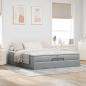 Preview: Ottoman-Bett mit Matratzen Hellgrau 200x200 cm Stoff