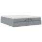 Preview: Ottoman-Bett mit Matratzen Hellgrau 200x200 cm Stoff