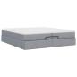 Preview: Ottoman-Bett mit Matratzen Hellgrau 200x200 cm Stoff