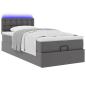 Preview: Ottoman-Bett mit Matratze Grau 90x200 cm Kunstleder