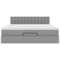 Preview: Ottoman-Bett mit Matratze Hellgrau 160x200 cm Stoff