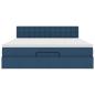 Preview: Ottoman-Bett mit Matratze Blau 180x200 cm Stoff