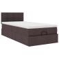 Preview: ARDEBO.de - Ottoman-Bett mit Matratze & LEDs Dunkelbraun 90x190 cm Stoff