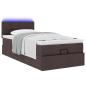 Preview: Ottoman-Bett mit Matratze & LEDs Dunkelbraun 90x190 cm Stoff