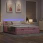 Preview: Ottoman-Bett mit Matratzen & LEDs Rosa 200x200 cm Samt
