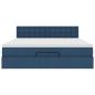 Preview: Ottoman-Bett mit Matratze Blau 160x200 cm Stoff