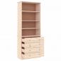 Preview: Bücherregal mit Schubladen ALTA 77x35x186,5cm Massivholz Kiefer