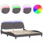 Preview: Bettgestell mit LED Grau 180x200 cm Kunstleder