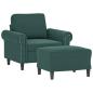 Preview: Sessel mit Hocker Dunkelgrün 60 cm Samt