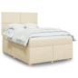 Preview: ARDEBO.de - Boxspringbett mit Matratze Creme 160x200 cm Stoff